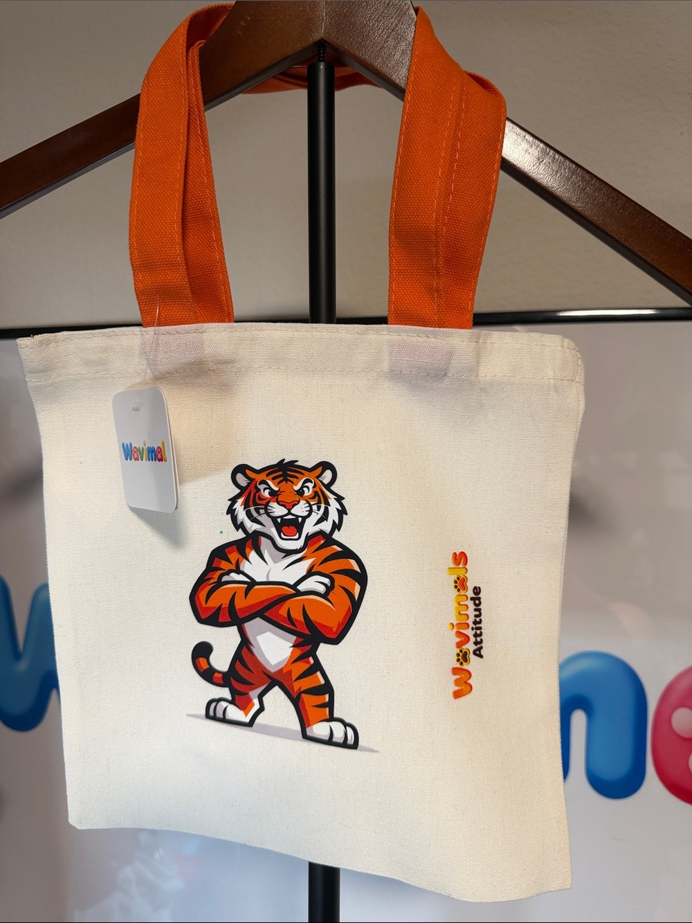 Wavimal Attitude Tiger  Small Canvas Tote Bag